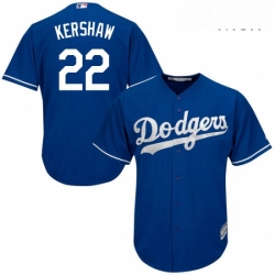 Mens Majestic Los Angeles Dodgers 22 Clayton Kershaw Replica Royal Blue Alternate Cool Base MLB Jersey