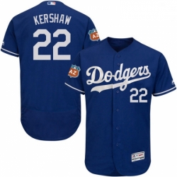 Mens Majestic Los Angeles Dodgers 22 Clayton Kershaw Royal Blue Flexbase Authentic Collection MLB Jersey