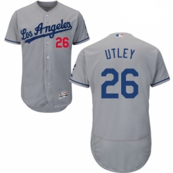 Mens Majestic Los Angeles Dodgers 26 Chase Utley Grey Flexbase Authentic Collection MLB Jersey