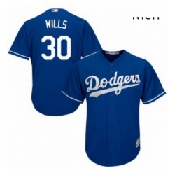 Mens Majestic Los Angeles Dodgers 30 Maury Wills Authentic Royal Blue Alternate Cool Base MLB Jersey