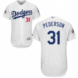 Mens Majestic Los Angeles Dodgers 31 Joc Pederson Authentic White Home 2017 World Series Bound Flex Base Jersey