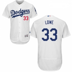 Mens Majestic Los Angeles Dodgers 33 Mark Lowe White Home Flex Base Authentic Collection MLB Jersey