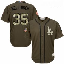 Mens Majestic Los Angeles Dodgers 35 Cody Bellinger Authentic Green Salute to Service MLB Jersey