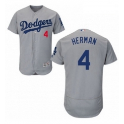 Mens Majestic Los Angeles Dodgers 4 Babe Herman Gray Alternate Road Flexbase Authentic Collection MLB Jersey