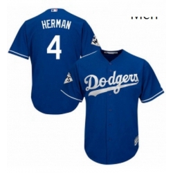 Mens Majestic Los Angeles Dodgers 4 Babe Herman Replica Royal Blue Alternate 2017 World Series Bound Cool Base MLB Jersey