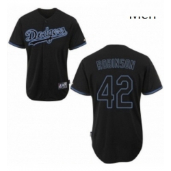 Mens Majestic Los Angeles Dodgers 42 Jackie Robinson Authentic Black Fashion MLB Jersey