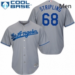 Mens Majestic Los Angeles Dodgers 68 Ross Stripling Replica Grey Road Cool Base MLB Jersey 