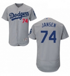 Mens Majestic Los Angeles Dodgers 74 Kenley Jansen Gray Alternate Road Flexbase Collection 2018 World Series Jersey