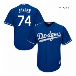 Mens Majestic Los Angeles Dodgers 74 Kenley Jansen Replica Royal Blue Alternate Cool Base MLB Jersey