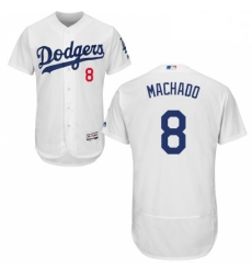 Mens Majestic Los Angeles Dodgers 8 Manny Machado White Home Flex Base Authentic Collection MLB Jersey (1)