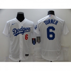 Men's Nike Los Angeles Dodgers #6 Trea Turner White Elite Jersey