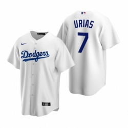 Mens Nike Los Angeles Dodgers 7 Julio Urias White Home Stitched Baseball Jerse