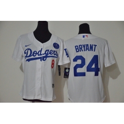 Los Angeles Dodgers 8 24 Kobe Bryant Women Nike White Cool Base 2020 KB Patch MLB Jersey