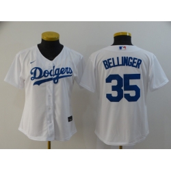 Women Dodgers 35 Cody Bellinger White Women 2020 Nike Cool Base Jersey