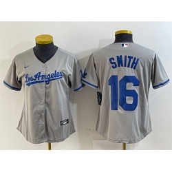 Women Los Angeles Dodgers 16 Will Smith Grey Stitched Jersey