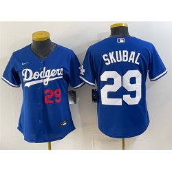 Women Los Angeles Dodgers  29 Tarik Skubal Royal Cool Base Stitched Baseball Jersey