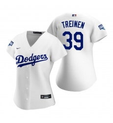 Women Los Angeles Dodgers 39 Blake Treinen White 2020 World Series Champions Replica Jersey