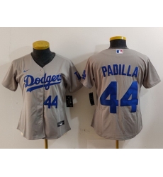 Women Los Angeles Dodgers 44 Vicente Padilla Grey Stitched Jersey 6