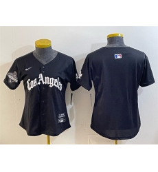 Women Los Angeles Dodgers Blank Black 2025 World Series Champions LA Gothic Edition Limited Stitched Baseball Jersey