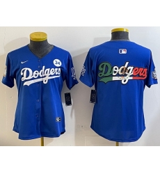 Women Los Angeles Dodgers Blank Blue 2024 World Series With No  34 Patch Home Limited Stitched Baseball Jersey  2