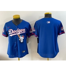 Women Los Angeles Dodgers Blank Royal Hello Kitty Night 2025 World Series Champions Patch Stitched Baseball Jersey  