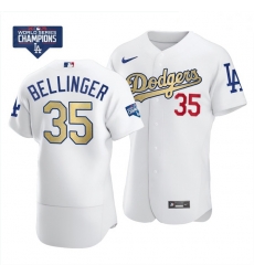 Women Los Angeles Dodgers Cody Bellinger 35 Gold Program White Flex Base Stitched Jersey