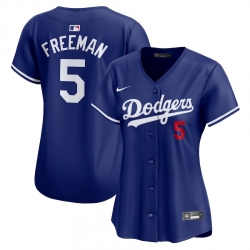 Women Los Angeles Dodgers Freddie Freeman #5 Blue Flex Base 2024 Home Stitched Jersey