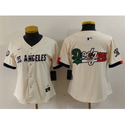 Women Los Angeles Dodgers Team Big Logo Cream 2024 City Connect Limited Stitched Jersey 1