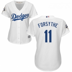 Womens Majestic Los Angeles Dodgers 11 Logan Forsythe Authentic White Home 2017 World Series Bound Cool Base MLB Jersey 