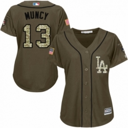 Womens Majestic Los Angeles Dodgers 13 Max Muncy Authentic Green Salute to Service MLB Jersey 