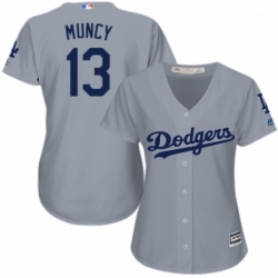 Womens Majestic Los Angeles Dodgers 13 Max Muncy Authentic Grey Road Cool Base MLB Jersey 