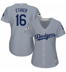 Womens Majestic Los Angeles Dodgers 16 Andre Ethier Replica Grey Road 2017 World Series Bound Cool Base MLB Jersey