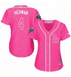 Women's Majestic Los Angeles Dodgers #4 Babe Herman Authentic Pink Fashion Cool Base 2018 World Series MLB Jersey