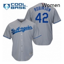 Womens Majestic Los Angeles Dodgers 42 Jackie Robinson Replica Grey MLB Jersey