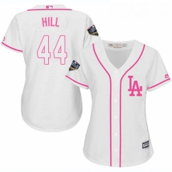 Womens Majestic Los Angeles Dodgers 44 Rich Hill Authentic White Fashion Cool Base 2018 World Series MLB Jersey 