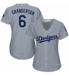 Womens Majestic Los Angeles Dodgers 6 Curtis Granderson Replica Grey Road Cool Base MLB Jersey 