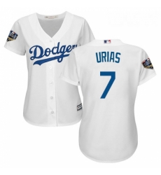 Womens Majestic Los Angeles Dodgers 7 Julio Urias Authentic White Home Cool Base 2018 World Series MLB Jersey