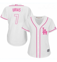 Womens Majestic Los Angeles Dodgers 7 Julio Urias Replica White Fashion Cool Base MLB Jersey