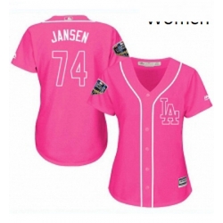 Women's Majestic Los Angeles Dodgers #74 Kenley Jansen Authentic Pink Fashion Cool Base 2018 World Series MLB Jersey