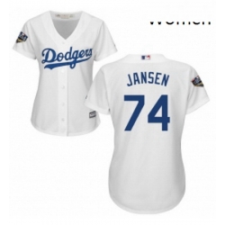 Women's Majestic Los Angeles Dodgers #74 Kenley Jansen Authentic White Home Cool Base 2018 World Series MLB Jersey