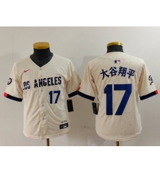 Youth Los Angeles Dodgers 17 Shohei Ohtani Cream Stitched Baseball Jersey 1