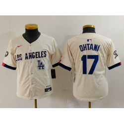 Youth Los Angeles Dodgers 17 Shohei Ohtani Cream Stitched Baseball Jersey 2