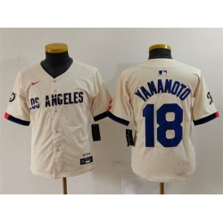 Youth Los Angeles Dodgers 18 Yoshinobu Yamamoto Cream Stitched Baseball Jersey