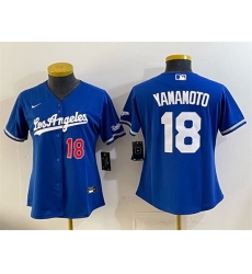 Youth Los Angeles Dodgers  18 Yoshinobu Yamamoto Royal Alternate Stadium Stitched Baseball Jersey