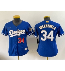 Youth Los Angeles Dodgers  34 Fernando Valenzuela Royal 2026 Alternate Gold Collection Stadium Stitched Baseball Jersey