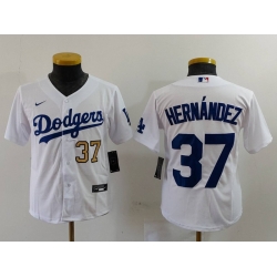 Youth Los Angeles Dodgers 37 Teoscar Hernandez White Stitched Baseball Jersey 5