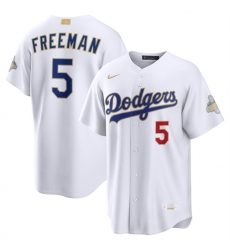 Youth Los Angeles Dodgers  5 Freddie Freeman White 2026 Gold Collection Stadium Stitched Baseball Jersey