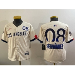 Youth Los Angeles Dodgers 8 Enrique Hernandez Cream 2024 City Connect Limited Stitched Baseball Jersey