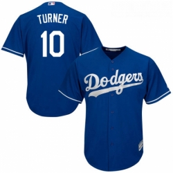 Youth Majestic Los Angeles Dodgers 10 Justin Turner Authentic Royal Blue Alternate Cool Base MLB Jersey