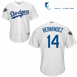 Youth Majestic Los Angeles Dodgers 14 Enrique Hernandez Authentic White Home Cool Base 2018 World Series MLB Jersey